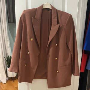 Express Women's Tan Blazer with Gold Buttons